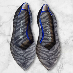 Rothy's Women's Gray Zebra The Point RARE Retired Flats, Size 8.5